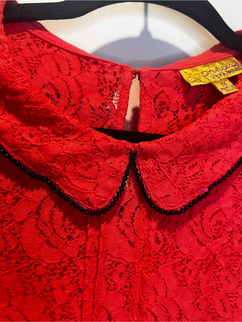 Princess Vera Wang Red Lace Peter Pan Collar Sleeveless Blouse Top M - Picture 3 of 6